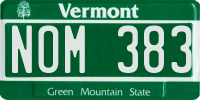 VT license plate NOM383