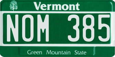 VT license plate NOM385