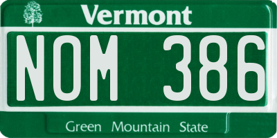 VT license plate NOM386