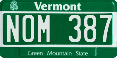 VT license plate NOM387