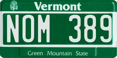 VT license plate NOM389