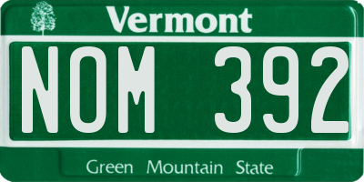 VT license plate NOM392