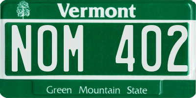 VT license plate NOM402