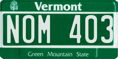 VT license plate NOM403