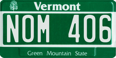 VT license plate NOM406