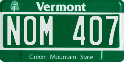VT license plate NOM407
