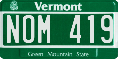 VT license plate NOM419