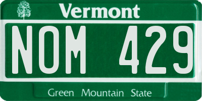 VT license plate NOM429