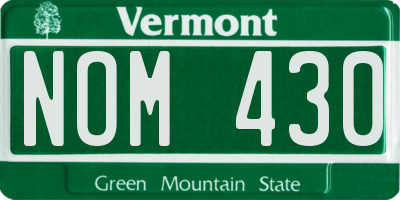 VT license plate NOM430