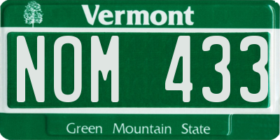 VT license plate NOM433