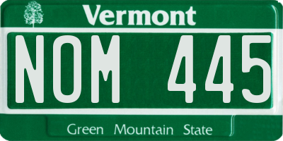 VT license plate NOM445