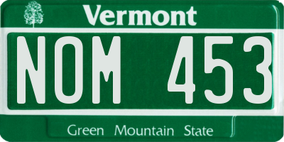 VT license plate NOM453