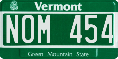 VT license plate NOM454