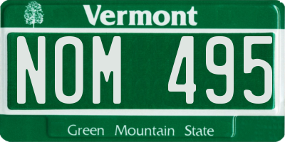 VT license plate NOM495