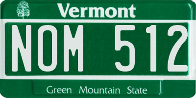 VT license plate NOM512