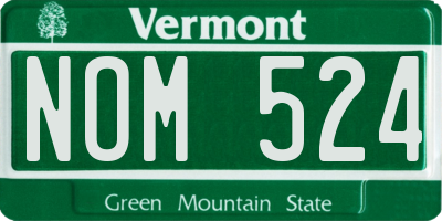 VT license plate NOM524