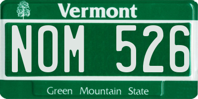 VT license plate NOM526