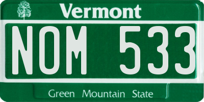 VT license plate NOM533