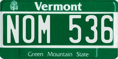 VT license plate NOM536