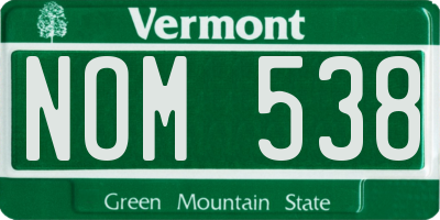 VT license plate NOM538