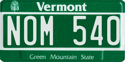 VT license plate NOM540