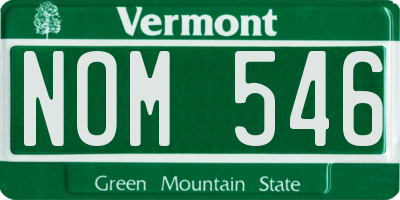 VT license plate NOM546
