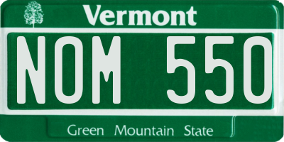 VT license plate NOM550