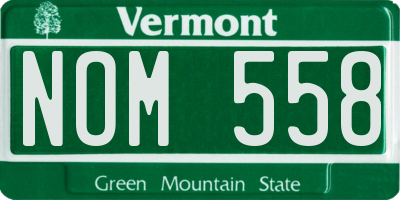 VT license plate NOM558