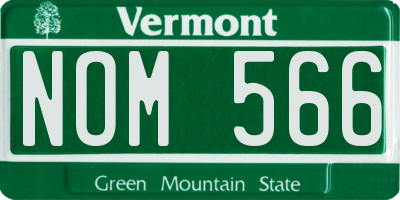 VT license plate NOM566