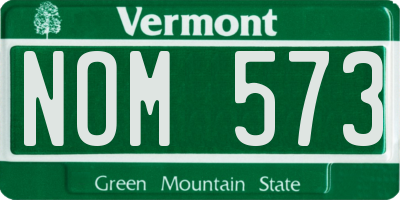 VT license plate NOM573