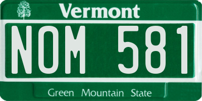 VT license plate NOM581