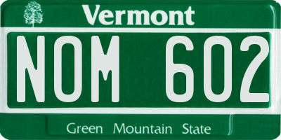 VT license plate NOM602