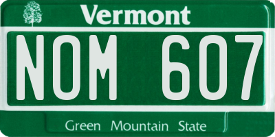 VT license plate NOM607