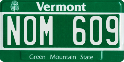 VT license plate NOM609