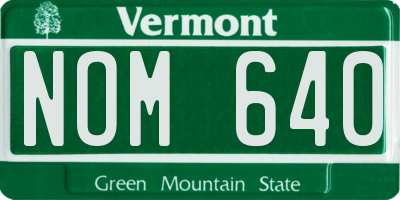 VT license plate NOM640
