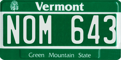 VT license plate NOM643