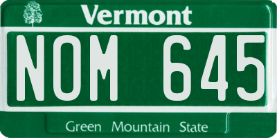 VT license plate NOM645