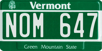 VT license plate NOM647
