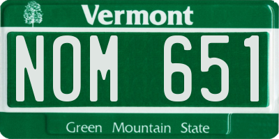 VT license plate NOM651