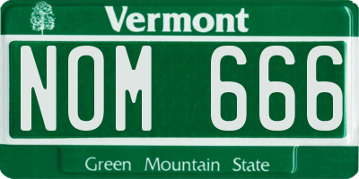 VT license plate NOM666
