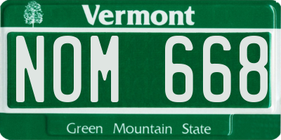 VT license plate NOM668