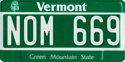 VT license plate NOM669