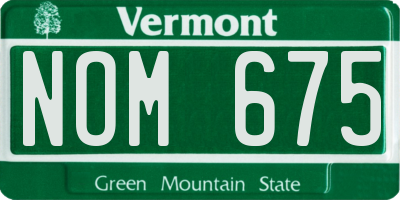 VT license plate NOM675