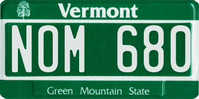 VT license plate NOM680