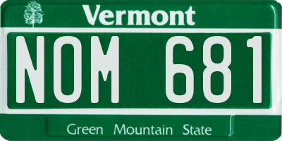 VT license plate NOM681