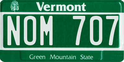 VT license plate NOM707