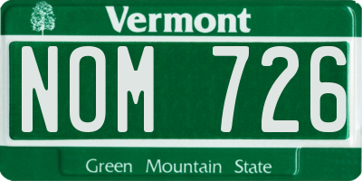 VT license plate NOM726
