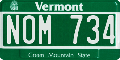 VT license plate NOM734