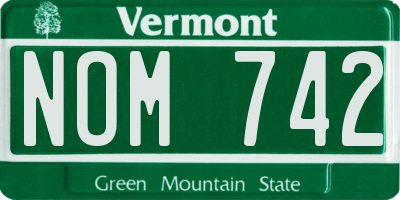 VT license plate NOM742