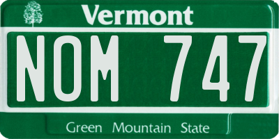 VT license plate NOM747